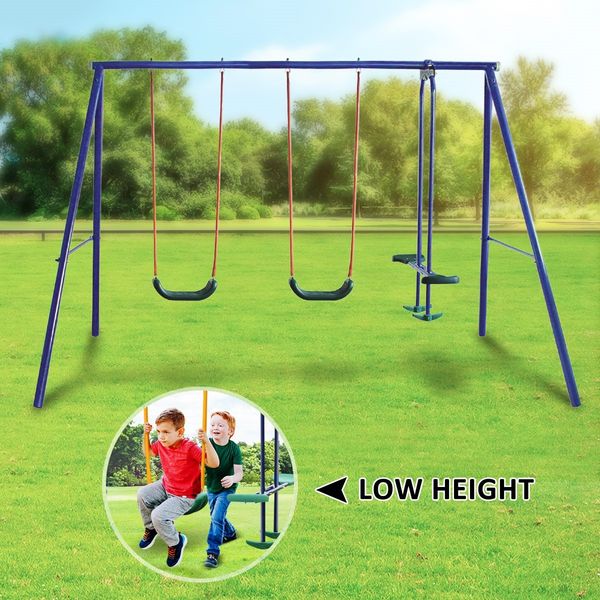 Kid Swing Set Outdoor Playset Playground Equipment Child Backyard Fun with 2 Swing Seats 1 Glider