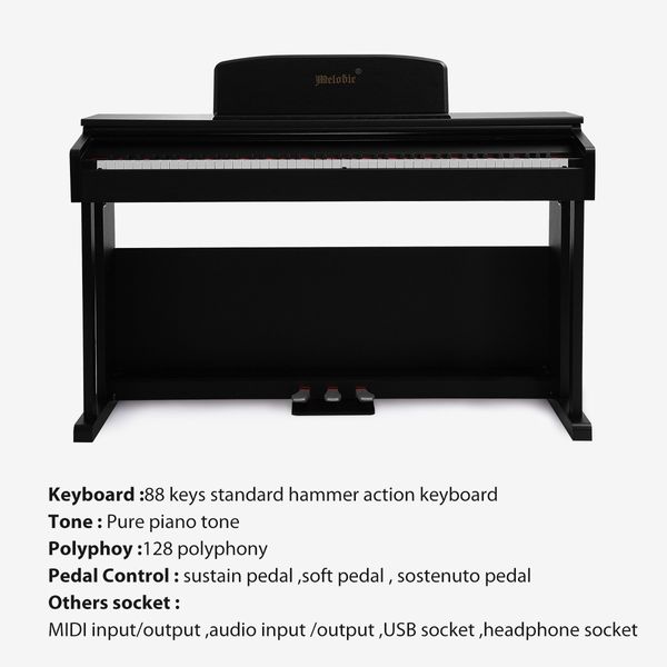 Melodic 88-Keys Digital Piano Full Size Hammer-Action Keys with Keyboard Cover