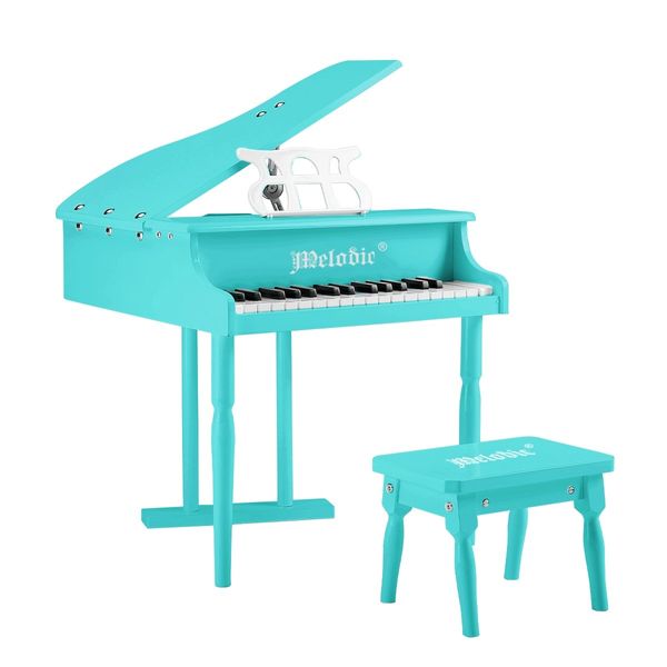 Melodic 30 Keys Classic Kids Piano Wooden Baby Grand Piano with Bench Green