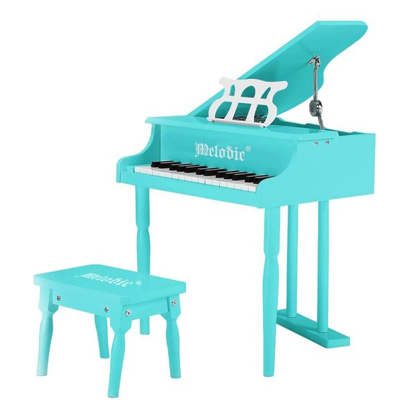 Melodic 30 Keys Classic Kids Piano Wooden Baby Grand Piano with Bench Green