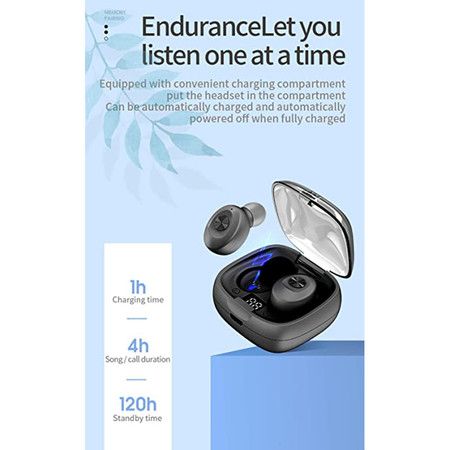 Mini Bluetooth Earbud,V5.0 Stereo Wireless Bluetooth Headphones with Built-in Mic,IPX6 Waterproof Noise Cancelling in-Ear Earphone Car Headset for iPhone Samsung and Other Phones
