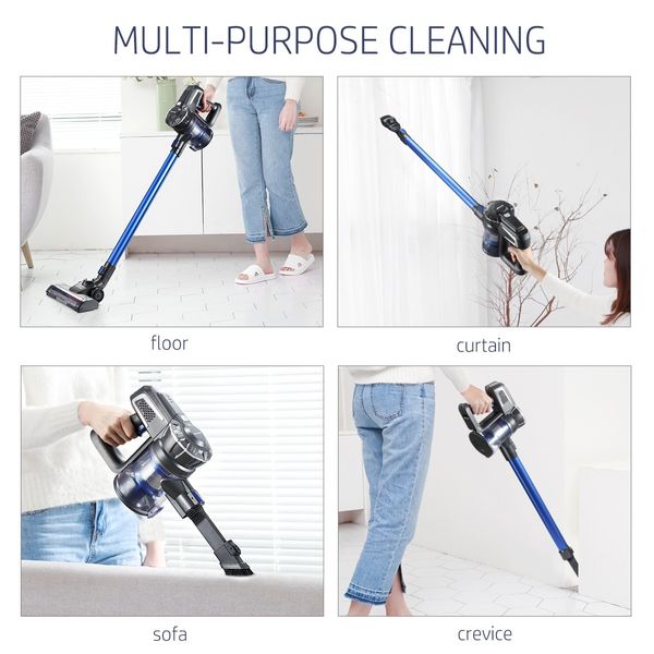 2-in-1 Cordless Vacuum Cleaner Stick Handheld Cleaning 2 Speed HEPA Filter 11kPa Blue 