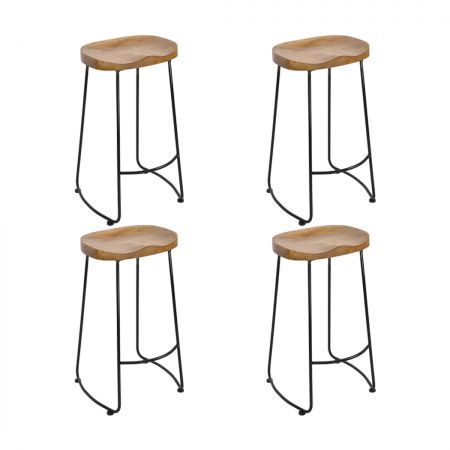 4x Levede Industrial Bar Stools Kitchen Stool Wooden Barstools Dining Chair