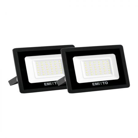 2x Emitto LED Flood Light 30W Outdoor Floodlights Lamp 220V-240V Cool White