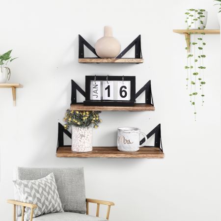 Levede Floating Shelf Brackets Shelves Bookshelf Wall Mount Rack Storage 3 PCS