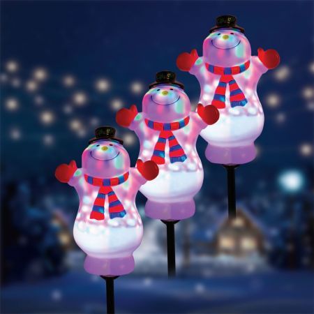 Stockholm Christmas Lights 3pcs LED Snowman Auto Disco Effect Path Outdoor Garden Decoration 47CM