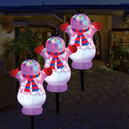 Stockholm Christmas Lights 3pcs LED Snowman Auto Disco Effect Path Outdoor Garden Decoration 47CM