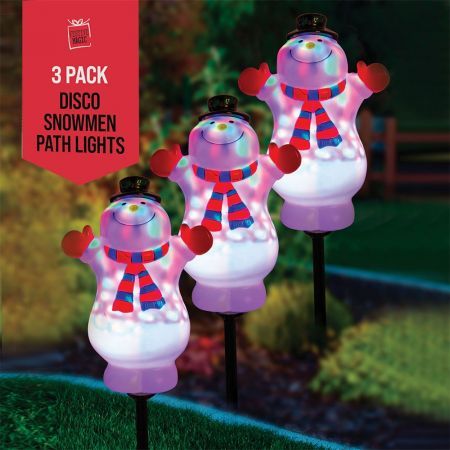 Stockholm Christmas Lights 3pcs LED Snowman Auto Disco Effect Path Outdoor Garden Decoration 47CM