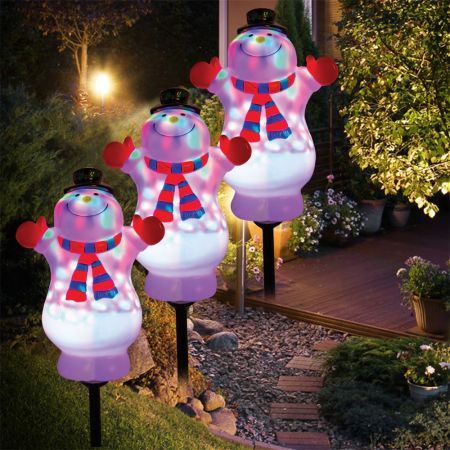 Stockholm Christmas Lights 3pcs LED Snowman Auto Disco Effect Path Outdoor Garden Decoration 47CM