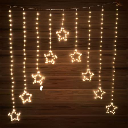 Stockholm Christmas Lights 307 LEDs Curtain Star Warm White Outdoor Garden Decoration