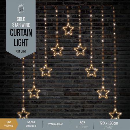 Stockholm Christmas Lights 307 LEDs Curtain Star Warm White Outdoor Garden Decoration