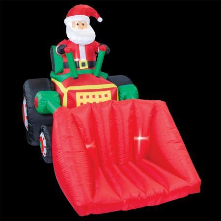 Stockholm Christmas Lights 2.15x1.5M Inflatable Santa Claus Driving Bulldozer Xmas Outdoor