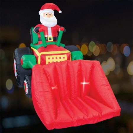 Stockholm Christmas Lights 2.15x1.5M Inflatable Santa Claus Driving Bulldozer Xmas Outdoor