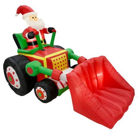 Stockholm Christmas Lights 2.15x1.5M Inflatable Santa Claus Driving Bulldozer Xmas Outdoor