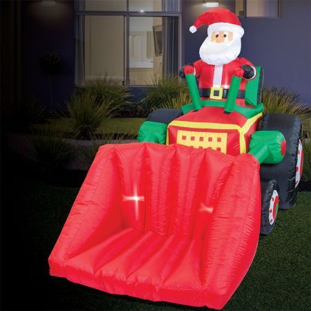 Stockholm Christmas Lights 2.15x1.5M Inflatable Santa Claus Driving Bulldozer Xmas Outdoor