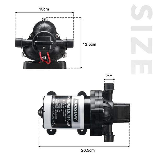 12V 3-Chamber Diaphragm Water Pressure Pump 12.5L/min Self-priming Caravan Trailer Boat