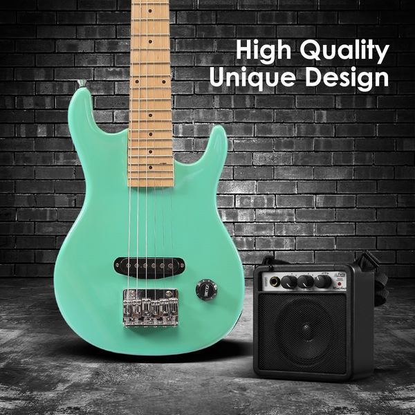 Melodic 30 Inch Children Kids Electric Musical Instrument Guitar w/ 5W Amp Picks Gig Bag Green 