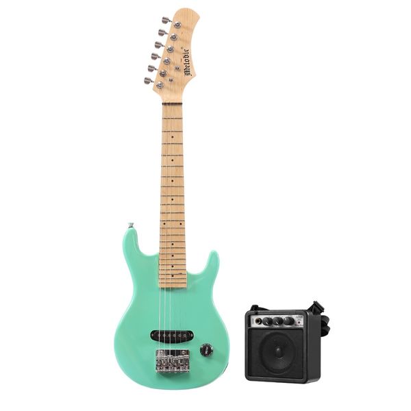 Melodic 30 Inch Children Kids Electric Musical Instrument Guitar w/ 5W Amp Picks Gig Bag Green 