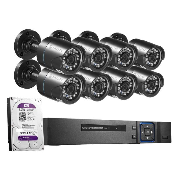 Anisee 8x 1080P HD Wifi Security CCTV Camera Surveillance System Set 8CH DVR 1T