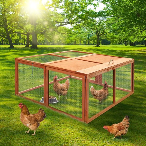 Chicken Coop Run Wood  House Cat Dog Pen Shelter Bird Enclosure Rabbit Hutch Hen Bunny Duck Cage  Foldable