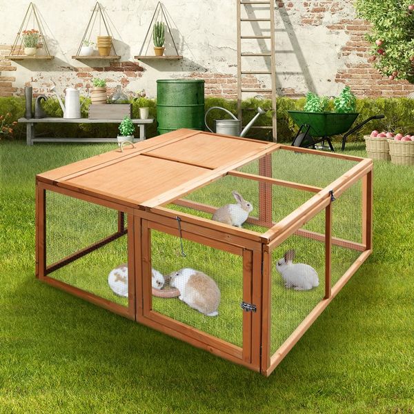 Chicken Coop Run Wood  House Cat Dog Pen Shelter Bird Enclosure Rabbit Hutch Hen Bunny Duck Cage  Foldable