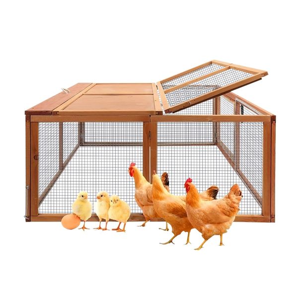 Chicken Coop Run Wood  House Cat Dog Pen Shelter Bird Enclosure Rabbit Hutch Hen Bunny Duck Cage  Foldable