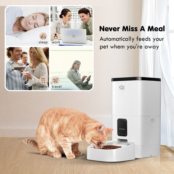 6L Automatic Pet Feeder Wi-Fi Enabled Smart Dog Cat Feeder with App Remote Control