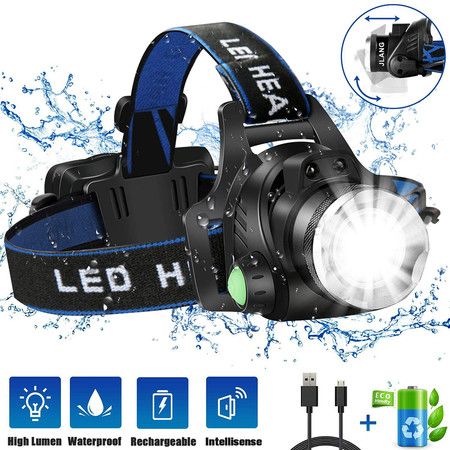 Headlamp Flashlight, USB Rechargeable Led Head Lamp, IPX4 Waterproof T004 Headlight with 4 Modes