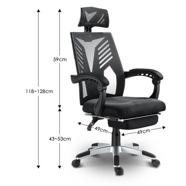 Executive High Back Mesh Office Computer Chair with Retractable Footrest