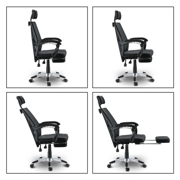 Executive High Back Mesh Office Computer Chair with Retractable Footrest