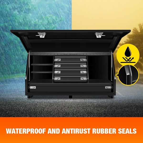 Truck Ute Tool Boxes Steel Large Storage Toolbox Tool Drawers Shelves Black