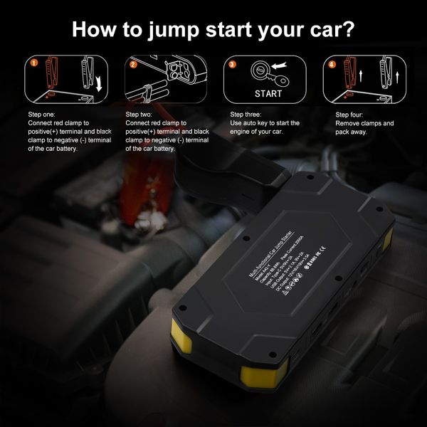 12V Car Jump Starter 2000A Peak Portable Lithium Battery Charger