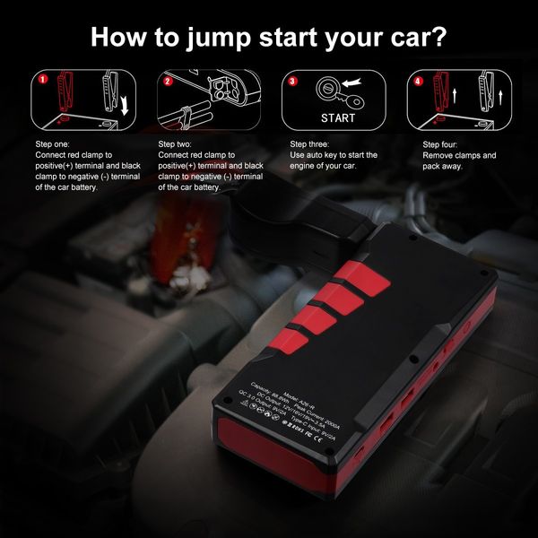 2000AMP Portable Jump Starter Car Battery Charger 12V with LCD Screen