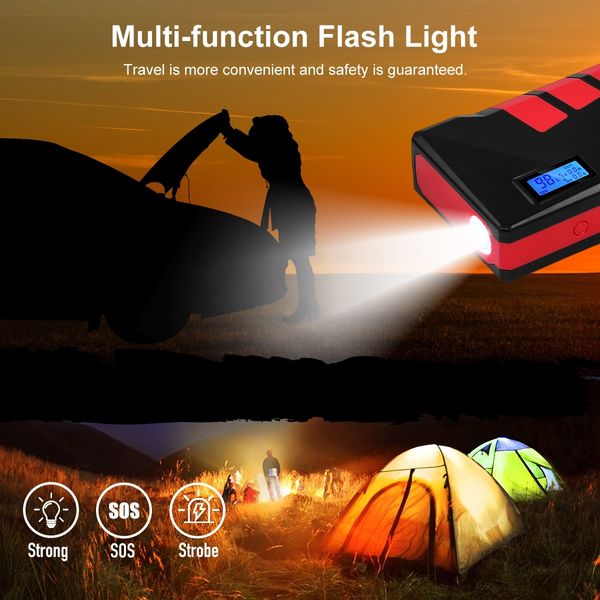 2000AMP Portable Jump Starter Car Battery Charger 12V with LCD Screen