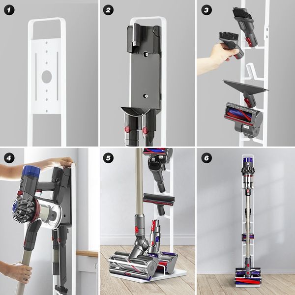 Freestanding Dyson Cordless Vacuum Cleaner Metal Stand Rack Hook V6 V7 V8 V10 V11 V12 V15 White