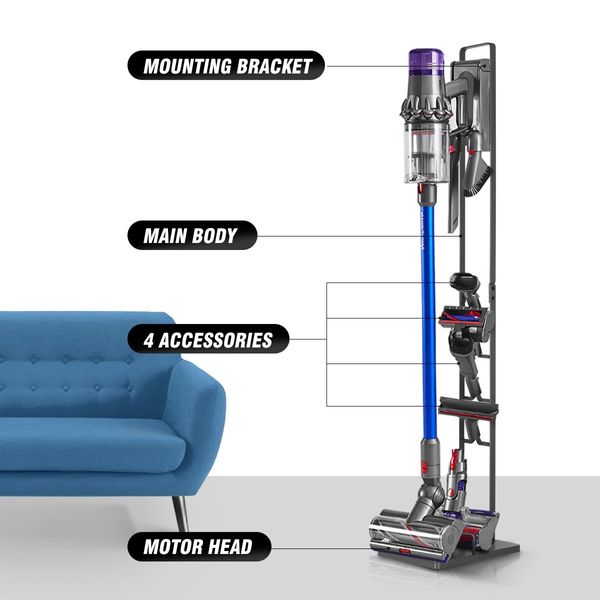 Freestanding Dyson Cordless Vacuum Cleaner Metal Stand Rack Hook V6 V7 V8 V10 V11 V12 V15 Grey