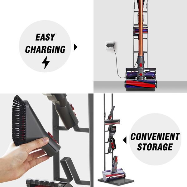 Freestanding Dyson Cordless Vacuum Cleaner Metal Stand Rack Hook V6 V7 V8 V10 V11 V12 V15 Grey