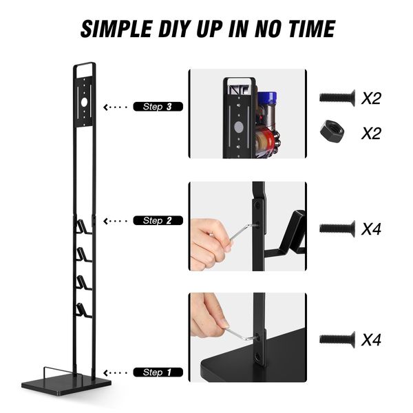 Freestanding Dyson Cordless Vacuum Cleaner Metal Stand Rack Hook V6 V7 V8 V10 V11 V12 V15 Black