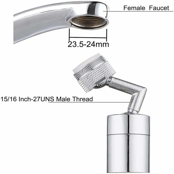 720 degree Rotatable  Universal Splash Filter Faucet, Anti-Splash,  4-Layer Net Filter, Double O-Ring  Leakproof