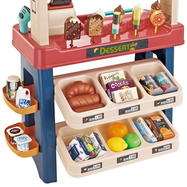 55 Piece Kids Pretend Role-Play Supermarket Playset Grocery Shop Ice Cream Toys