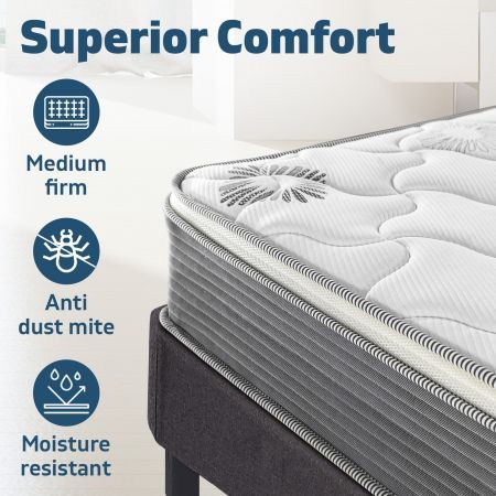 ROYAL SLEEP DOUBLE Mattress Bed Resilience Foam Bonnell Spring Medium Firm 20cm