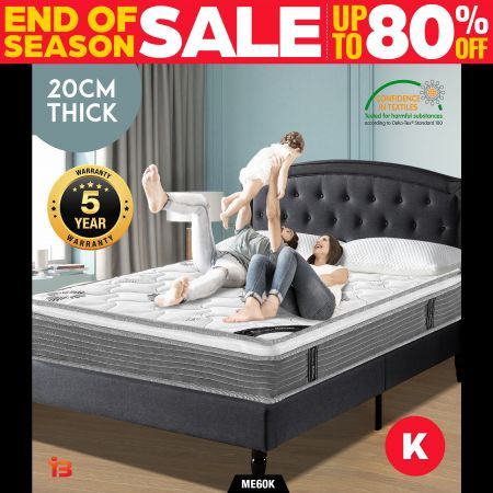 ROYAL SLEEP KING Mattress Bed Resilience Foam Bonnell Spring Medium Firm 20cm