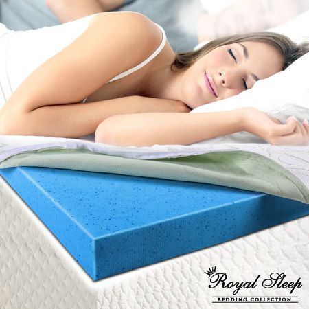 Royal Sleep - COOL GEL Memory Foam Mattress Topper King Single BAMBOO Fabric 8CM