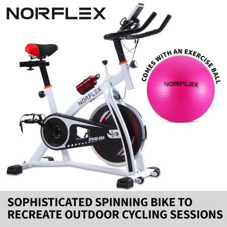 Norflex Spin Bike Exercise Ball Flywheel Fitness Commercial Home Workout Gym W