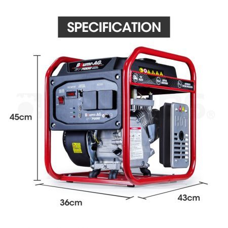 BAUMR-AG Inverter Generator 3.5kW Max 3.1kW Rated Portable Pure-Sine Quiet