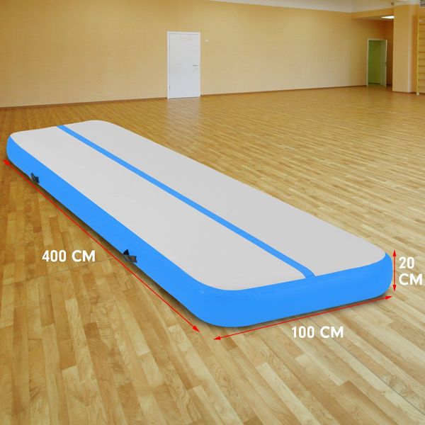 4m Airtrack Tumbling Mat Gymnastics Exercise 20cm Air Track - Blue