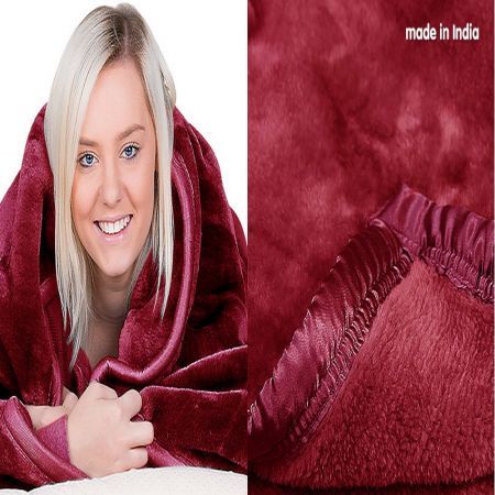 Laura Hill 600GSM Large Double-Sided Faux Mink Blanket - Wine Red