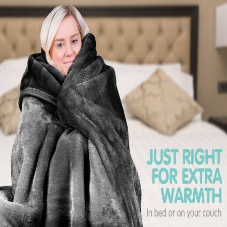 Laura Hill 800GSM Heavy Double-Sided Faux Mink Blanket - Black