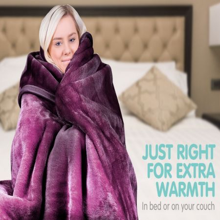 Laura Hill 800GSM Heavy Double-Sided Faux Mink Blanket - Purple