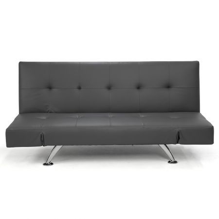 Sarantino 3 Seater Faux Leather Sofa Bed Lounge - Grey